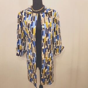 Ideology Vintage Y2K Mod Multicolored Long Blazer/Jacket With Pockets XL